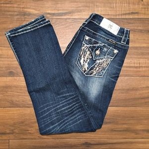 Miss Me Mid Rise Easy Straight Angel Wing Pockets